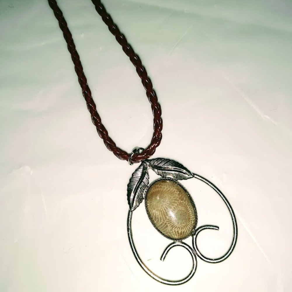 Southwest Style Indonesian Fossil Coral Stone Pendant